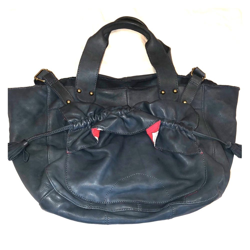 Anthropologie Blue/grey Leather Purse